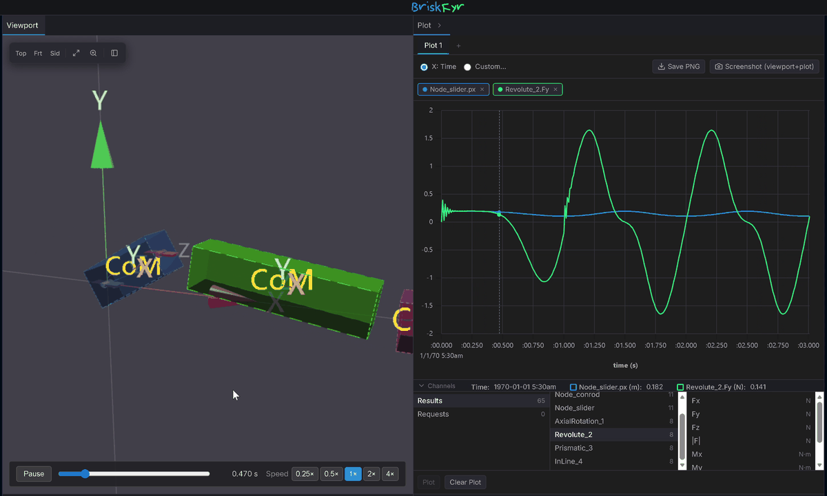 BriskFyr — building and solving a multibody model in the browser